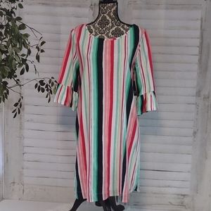 New Crown & Ivy Striped Shift Midi Dress, Size M